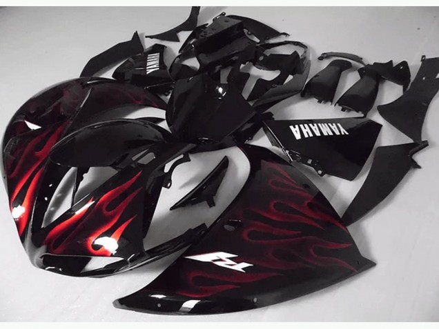 Carenagem Moto Yamaha R1 2009-2011 - Vermelho Preto Chama Carenagem Moto Yamaha R1 2009-2011 - Vermelho Preto Chama