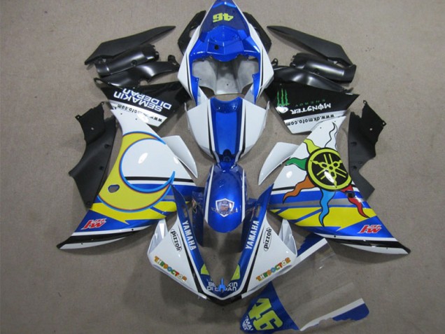 Carenagem Moto Yamaha R1 2012-2014 - Azul Branco Amarelo 46