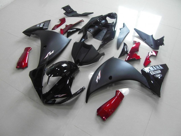 Carenagem Moto Yamaha R1 2012-2014 - Preto Fosco Vermelho Carenagem Moto Yamaha R1 2012-2014 - Preto Fosco Vermelho