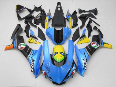Carenagem Moto Yamaha R1 2015-2019 - Azul Amarelo Tubarão