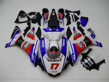 Carenagem Moto Yamaha R1 2015-2019 - Azul Vermelho KGN 17