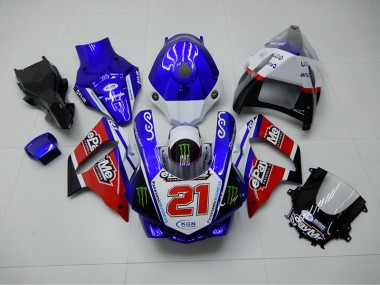 Carenagem Moto Yamaha R1 2015-2019 - Azul Vermelho KGN 21