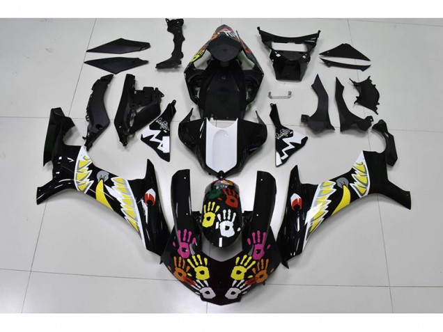 Carenagem Moto Yamaha R1 2015-2019 - Preto Branco Carenagem Moto Yamaha R1 2015-2019 - Preto Branco