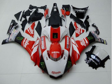 Carenagem Moto Yamaha R1 2015-2019 - Vermelho Branco Monster