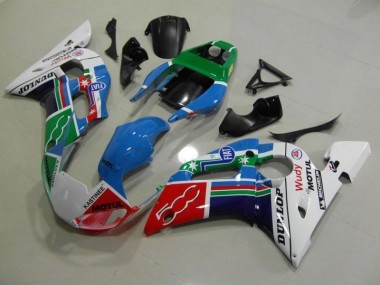 Carenagem Moto Yamaha R6 1998-2002 - Azul Branco Verde Vermelho Wudy Motul Dunlop