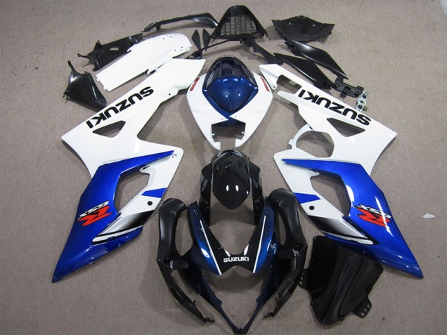 Injeção Kits Carenagem Moto Suzuki GSXR 1000 K5 2005-2006 - Branco Azul