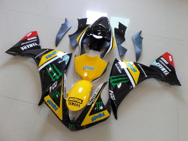 Kit Carenagem Moto Yamaha R1 2012-2014 - Amarelo Preto Monster