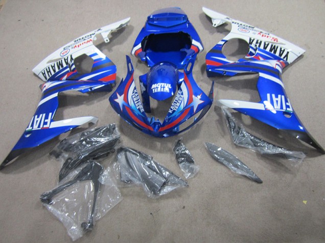 Kit Carenagem Moto Yamaha R6 2003-2005 - Azul Branco Motul Fiat