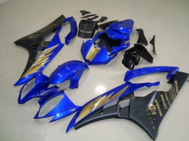Kit Carenagem Moto Yamaha R6 2006-2007 - Preto Azul & Ouro Adesivo