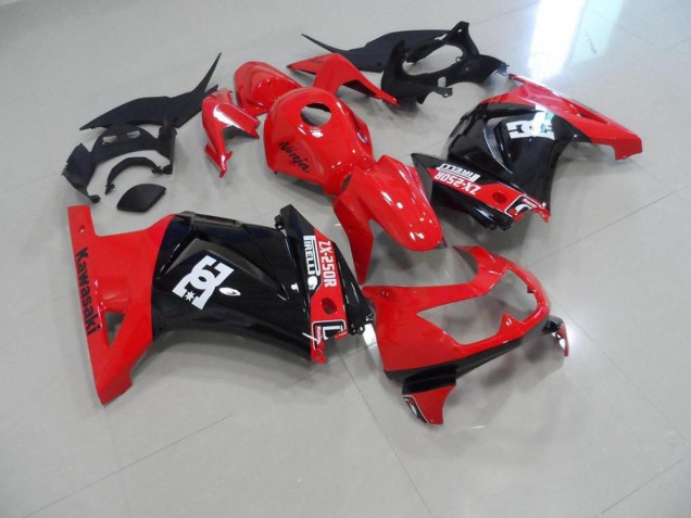 Kits Carenagem Moto Kawasaki ZX 250R 2008-2012 - Vermelho Preto