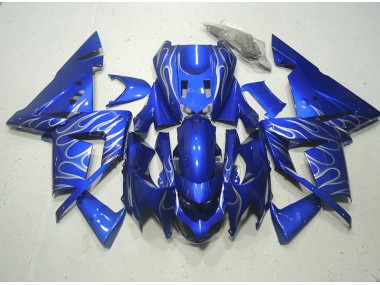Kits Carenagem Moto Kawasaki ZX10R 2003-2005 - Azul Branco Chama