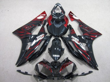 Kits Carenagem Moto Yamaha R6 2006-2007 - Preto Vermelho Chama