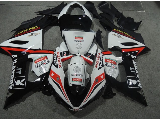 Moto Plástico Kawasaki ZX6R 2005-2006 - Branco Preto Rizoma Playboy