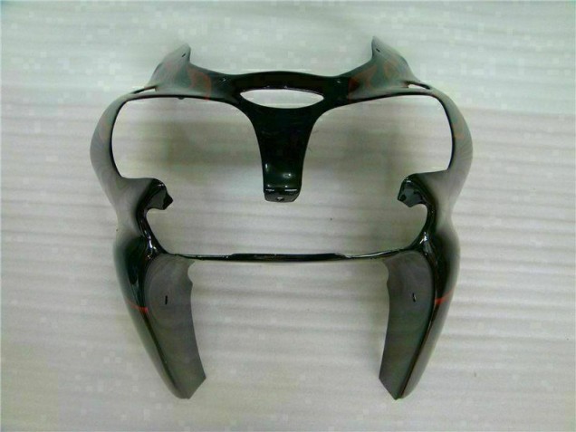 Kit Completo Carenagem Moto Kawasaki ZX6R 2000-2002 - Preto Vermelho Chama Kit Completo Carenagem Moto Kawasaki ZX6R 2000-2002 - Preto Vermelho Chama