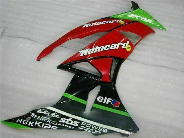 Carenagem Moto Kawasaki ZX6R 2009-2012 - Preto Vermelho Verde Motocard Carenagem Moto Kawasaki ZX6R 2009-2012 - Preto Vermelho Verde Motocard