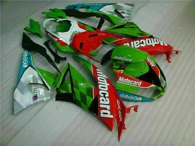 Carenagem Moto Kawasaki ZX6R 2009-2012 - Vermelho Verde Motocard Carenagem Moto Kawasaki ZX6R 2009-2012 - Vermelho Verde Motocard
